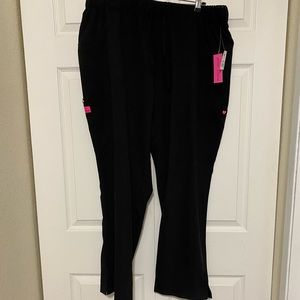 Betsy Johnson scrub pants. 2X regular butter cup style in black with tags.